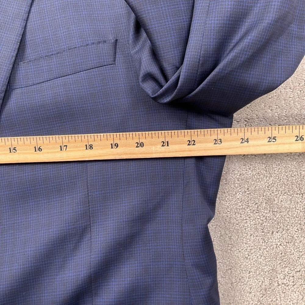 Alberto Zimni Blazer Mens 46R Blue Check REDA Super 150s Wool Italy‎ Suit Jacket